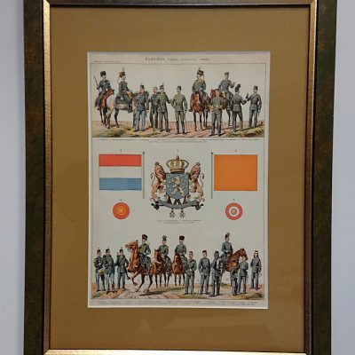 Stara rycina w oprawie – wojsko holenderskie XIX w.