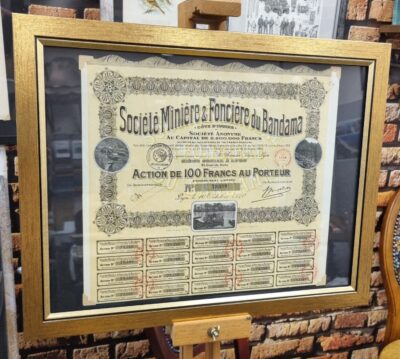 Certyfikat giełdowy dekoracja vintage , walor oryginalny, oprawiony