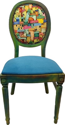 Krzesło glamour – kolorowe domki