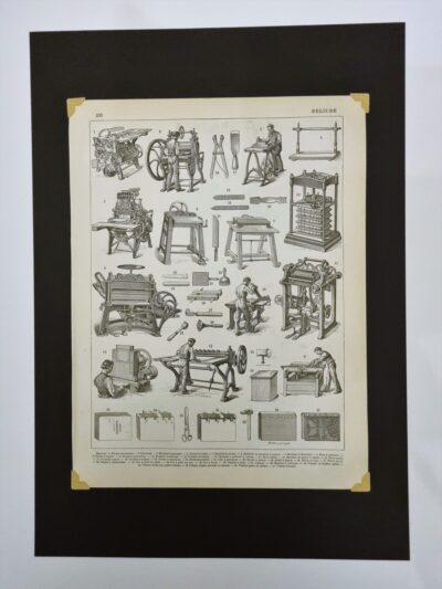 Introligatorstwo, rycina oryginalna, dekoracja vintage