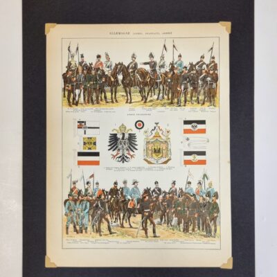 Wojsko niemieckie – oryginalna rycina z francuskiej encyklopedii z 1898 r.