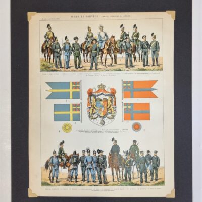 Wojsko norweskie – oryginalna rycina z francuskiej encyklopedii z 1898 r.