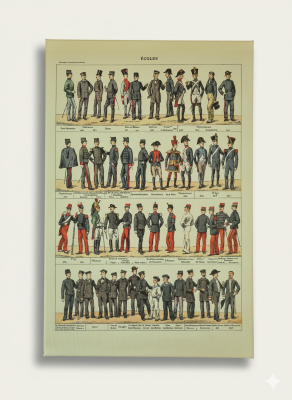 Szkoły i akademie wojskowe – Francja XIX wiek, ilustracja na płótnie