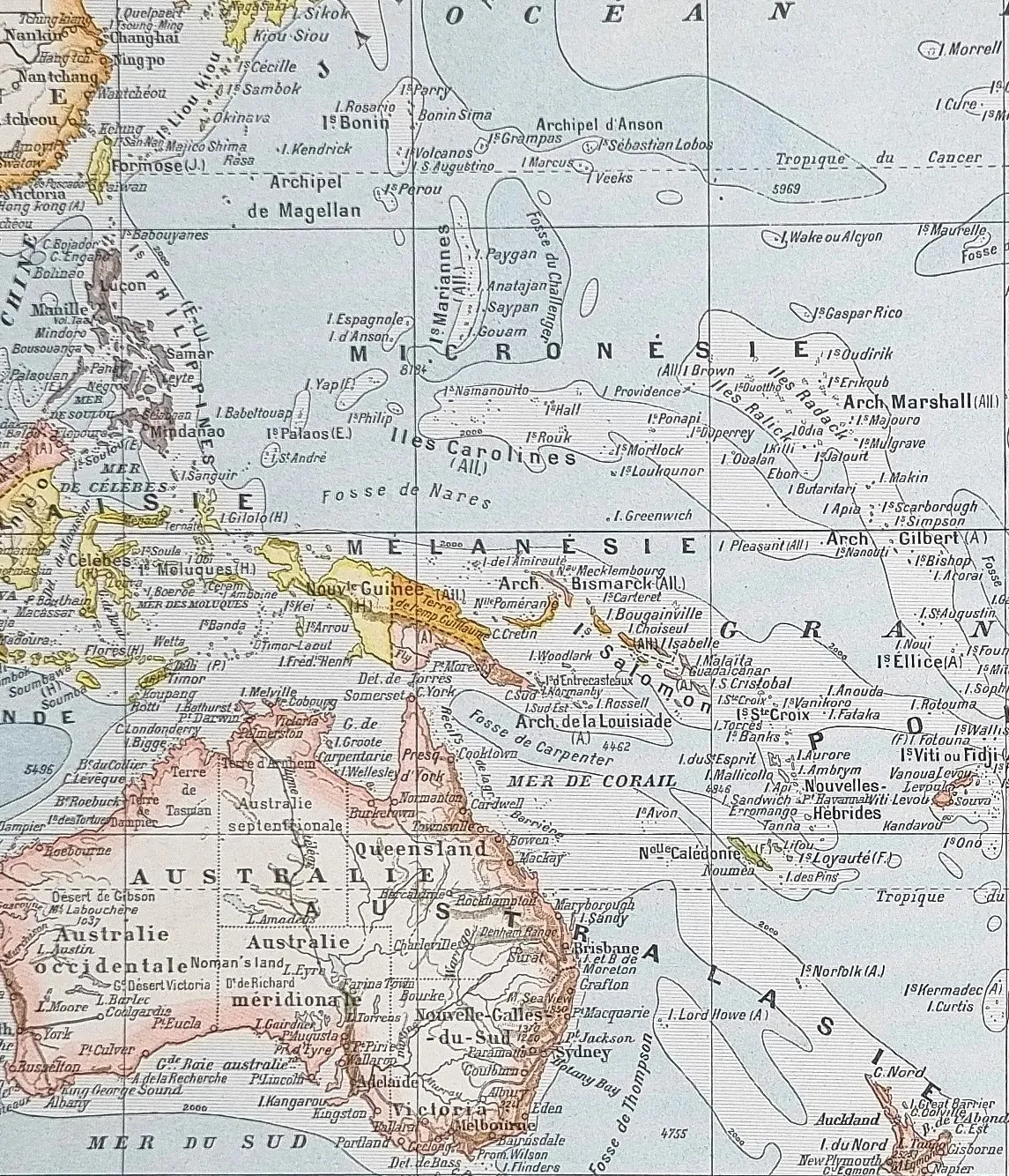 Tytuł „OCÉANIE” – francuska kartografia 1898