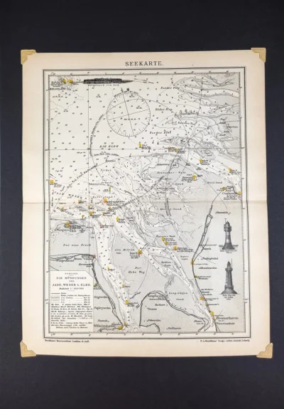Stara mapa morska Morze Północne | Meyers Konversations-Lexikon 1894